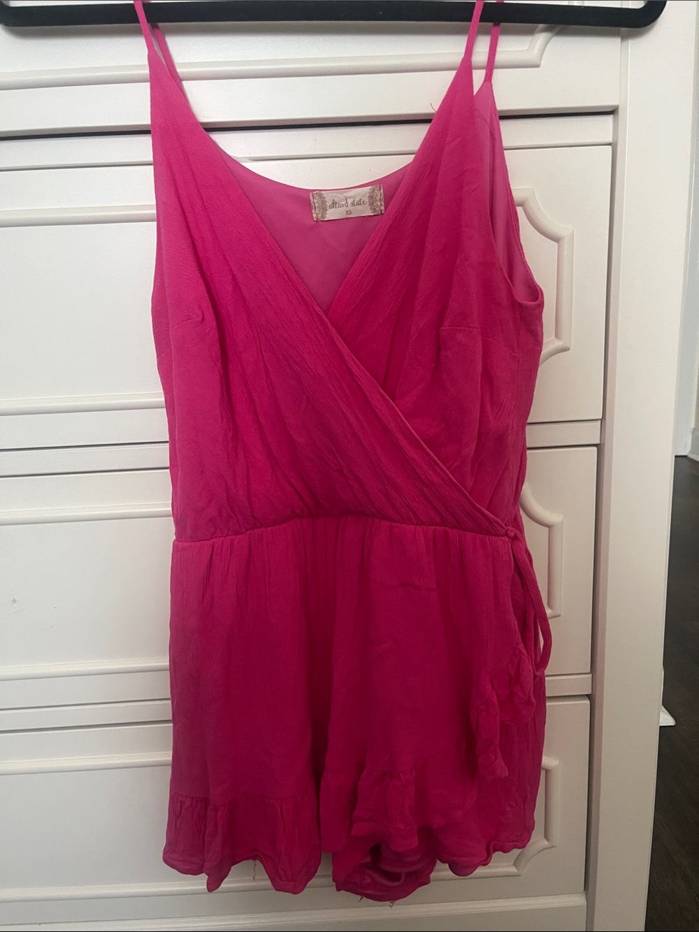 Altar'd State Hot Pink Wrap Romper Dress